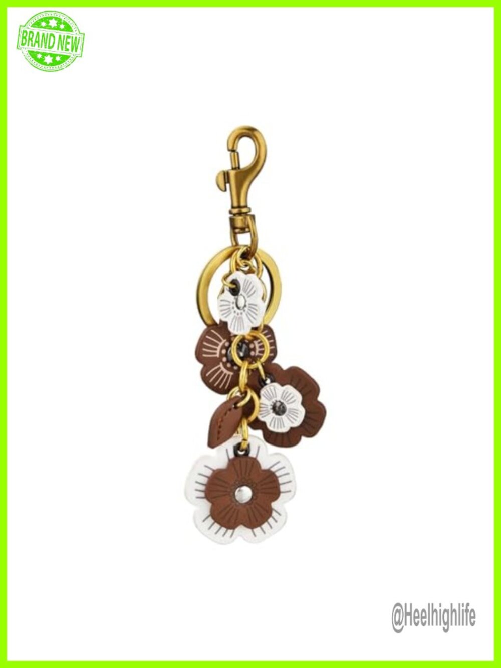 Leather Flower Bag Charm Keychain Vintage Purse Charm Handbag Accessory
